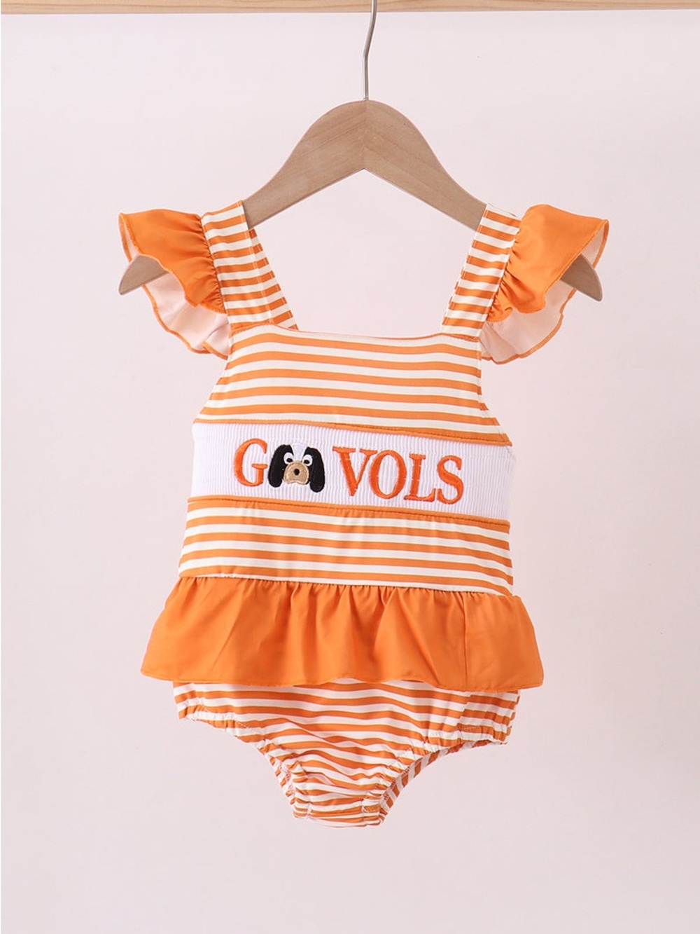 Abby & Evie Tennessee Go vols smocked stripe swimsuit Size Girls 6